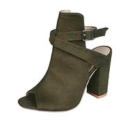 summer wedge heel sandals for women with block heel summer shoes with adjustable belt buckle lightweight comfortable beach sandals non slip open toe sandals, Green, 9 UK
