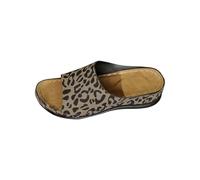 Summer Wedge Sandals For Women Uk Orthopedic Sandal Leopard Print Mules Open Toe Mules Square Clogs Faux Leather Slip On Non-Slip Sandals Ladies Dressy Slipper Light Summer Beach Slipper