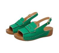 Summer Wedge Sandals for Women Wide Fit Arch Support Beach Sandals Comfortable Orthopedic Platform Sandal Peep Toe Ankle Strap Leather Sandal for Coastal Hikes,City Walking