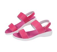 Summer Wedge Sandals Orthotics Arch Support Casual Solid Color Round Head Cake Thick Bottom Female Sandals Buckle Mouth Female Roman Shoes White Size 6 Womens (Hot Pink 6.5)