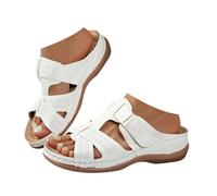 Summer Wedge Slide Sandals for Women Peep Toe Wide Fit Mules with Arch Support Breathable Mesh Two Velcro Strap Casual Slip on Slippers Comfortable Soft Sole Outdoor Shoes for Beach
