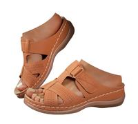 Summer Wedge Slide Sandals for Women Peep Toe Wide Fit Mules with Arch Support Breathable Mesh Two Velcro Strap Casual Slip on Slippers Comfortable Soft Sole Outdoor Shoes for Beach