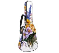 Summer Wild Flowers and Butterflies Padded Guitar Bag, Protective Acoustic Guitar Cover Gig Bag for Electric Bass Classical Guitar