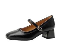 Summer Women 3cm High Heels Concise Office Pumps Female Metal Buckle Strap High Heels Lady Sweet Mary Jane Shoes for Everyday Use Or Work(5cm Black,33)