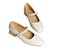 Summer Women 3cm High Heels Concise Office Pumps Female Metal Buckle Strap High Heels Lady Sweet Mary Jane Shoes for Everyday Use Or Work(3cm Apricot,33)