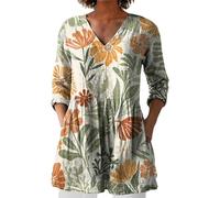 Summer Womens Cotton Linen Loose Blouse Floral Tops Ladies T-Shirts Short Satin Office Tunics Warehouse Deals Clearance 2025 New Women's Summer Printed Group Shirt Women's Linen Tee Casual Shirt