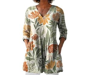 Summer Womens Cotton Linen Loose Blouse Floral Tops Ladies T-Shirts Short Satin Office Tunics Warehouse Deals Clearance 2025 New Women's Summer Printed Group Shirt Women's Linen Tee Casual Shirt
