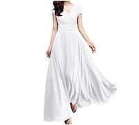 Summer Women'S Deep V Sleeveless Chiffon Sexy Dress Long Party Dresses For Women Uk Plus Size Evening Dresses For Weddings Sleeveless Dress Holiday Dress A Line Dresses Uk Plus Size Swing Dresses