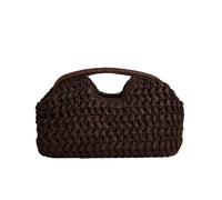 Summer Women's Half-Moon Beach Handbag, Trendy Half-Moon Straw Bag Casual Woven Handbag (Coffee)