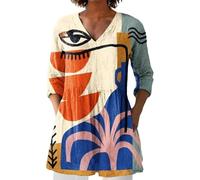 Summer Womens Large Size Cotton Linen Loose Tops Ladies T-Shirts Purple Linen Summer Blouses Warehouse Clearance 2025 New Women's Travel Printed Group Shirt Women's 2025 Tee Casual Shirt
