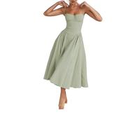 Summer Women's New French Retro Maxi Dress Royal Style Dopamine wear Slip Dress (Light Green,S)