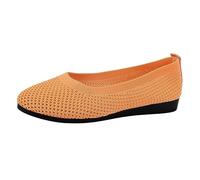Summer Women's Sneakers Pointed Toe Striped Mesh Fabric Comfortable Casual Shoes Men's Shoes Casual Boots (Orange, 7)