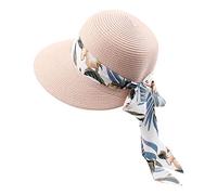 Summer Women's Up Straw Hat Floppy Hat Foldable 50 Hat Swimming Cap Girls, pink, One Size