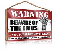 Summer Wood Hanging Beware of Emus Wooden Sign Funny Signs for Office Front Door Hanging Decor (Size : 20X30CM)
