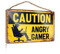 Summer Wood Hanging Caution: Angry Gamer In Action! Wooden Sign Home Decor Ideas Kitchen Home Office Gifts(23X35CM)