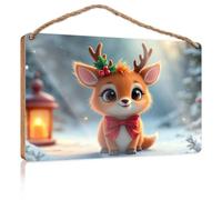Summer Wood Hanging Christmas Deer In Winter Wonderland Wooden Sign Home Decor Ideas Kitchen Home Office Gifts(15X28CM)