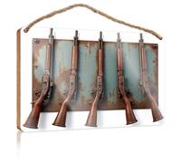 Summer Wood Hanging Five Vintage Firearms Display Wooden Sign Home Decor Ideas Kitchen Home Office Gifts(20X30CM)