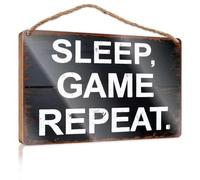 Summer Wood Hanging Sleep, Game, Repeat: A Gamer'S Life Wooden Sign Home Decor Ideas Kitchen Home Office Gifts(20X30CM)