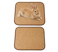 Summer Woven Pet Cooling Mat for Rabbits and Small Animals, Rabbit Toys and Boredom Breakers with Scratch Mat Function, Cage Bedding and Nesting Accessories, Size 30 x 40 cm
