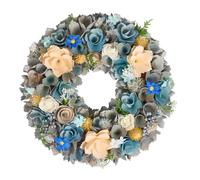Summer Wreath Garland Ornament Floral Evergreen Wreaths (Blue & Yellow)