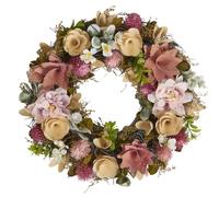Summer Wreath Natural Wooden Garland Ornament for Front Door (Blush Pink)