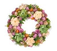 Summer Wreath Wooden Garland Ornament Evergreen Wreaths (Thistle)