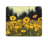 Summer Yellow Flowers Mouse Pad with Stitched Edge, Comfortable Mouse Pads with Non-Slip Rubber Base Gaming Mouse Mat Washable Mousepads Computers Laptop Desk Accessories for Office 7 x 8.6 in