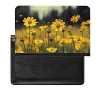 Summer Yellow Flowers Passport Holder with 3 Card Slots, Portable PU Leather Travel Wallet, Slim Protective Cover for Passport, ID, Credit Cards