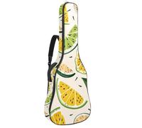 Summer Yellow Lemons and Sliced Fruits Padded Guitar Bag, Protective Acoustic Guitar Cover Gig Bag for Electric Bass Classical Guitar