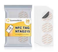 Summerbrite 20PCS NFC Tags Anti-Magnetic and Anti-Metal NFC NTAG215 Chip NFC Stickers Round NFC Coins Card NFC 215 Tags 504 Bytes Memory Compatible with Most NFC-Enabled Devices-White