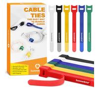 Summerbrite 60PCS Multicolor Cable Ties Reusable Cable Straps Adjustable Hook and Loop Ties Cable Tidy Fastening Straps for Home & Office Desk PC Cable Organiser(12mm x 20cm)