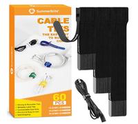 Summerbrite 60PCS Reusable Cable Ties Black Cable Straps Releasable Extension Hook and Loop Cable Tidy Straps Cord Management for Home&Office Accessories PC Wire(3 Mixed Sizes)