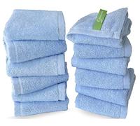 SUMMERMIA Bamboo Washcloths 12 Pack 13" x 13"- Bamboo Cotton Wash Cloth-Extra Absorbent, Soft Multipurpose Wash Clothes and Face Towel (Blue)