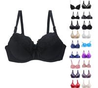 Summers Sexy Lace Planet Lunge Bra for Women with Underwire Daisy Bra for Women Padded Cups and A Charm Detail Ladies Bras Women's Everyday Bras Push Up Bra Removable Black #5 80E