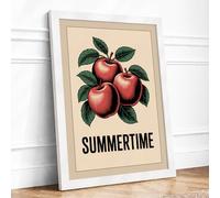 Summertime Apples Botanical Framed Wall Art Print A3 (42×29.7cm) White, Wall Decor for Living Room, Bedroom, Office & Home, Ready to Hang, Art Gift