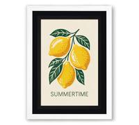 Summertime Lemons Botanical Framed Wall Art Print A4 (29.7×21cm) White, Wall Decor for Living Room, Bedroom, Office & Home, Ready to Hang, Art Gift