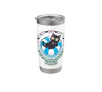 Summerween Art Black Cat Pool Float Pastel Spooky Vibes Stainless Steel Insulated Tumbler