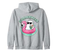 Summerween Art Ghost Flamingo Cute Zip Hoodie