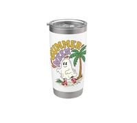 Summerween Art Spooky Ghost Roller Skates Palm Tree Stainless Steel Insulated Tumbler