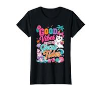 Summerween Beach Ghost Tropical Halloween Girls Design Value Graphic T-Shirt, Women, Black, L