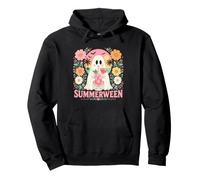 Summerween Cute Ghost Pastel Halloween Summer Floral Pullover Hoodie