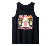 Summerween Cute Ghost Pastel Halloween Summer Floral Tank Top