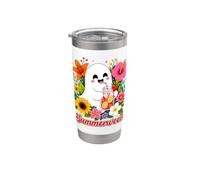Summerween Cute Ghost Spooky Summer Floral Tropical Humor Stainless Steel Insulated Tumbler