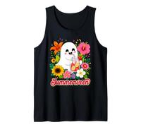 Summerween Cute Ghost Spooky Summer Floral Tropical Humor Tank Top
