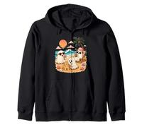 Summerween Ghost Beach Cute Ghosts Summer Halloween Zip Hoodie