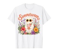 Summerween Ghost Cocktail Tropical Flowers Halloween Vibes T-Shirt