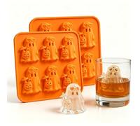 Summerween Ghost Ice Cube Mold 6 Cavity 3D Ghost Silicone Ice Cube Tray，2