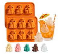 Summerween Ghost Ice Cube Mold, 6-Cavity Silicone Ice Tray with Cute Ghosts in Heart Sunglasses, Silicone Halloween Candy Chocolate & Ice Cubes Molds for Party Decor (2pcs)