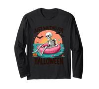 Summerween Just Waiting for Halloween Skeleton Sunset Long Sleeve T-Shirt