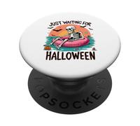 Summerween Just Waiting For Halloween Skeleton Sunset PopSockets Adhesive PopGrip